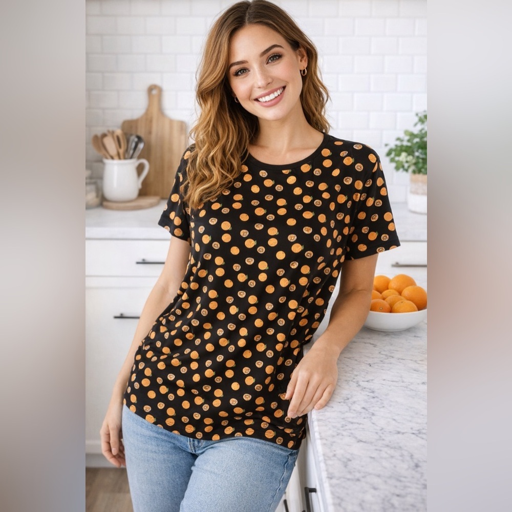 Orange Fruit Women’s large T Shirt short sleeve Florida Funny Black primark Soft